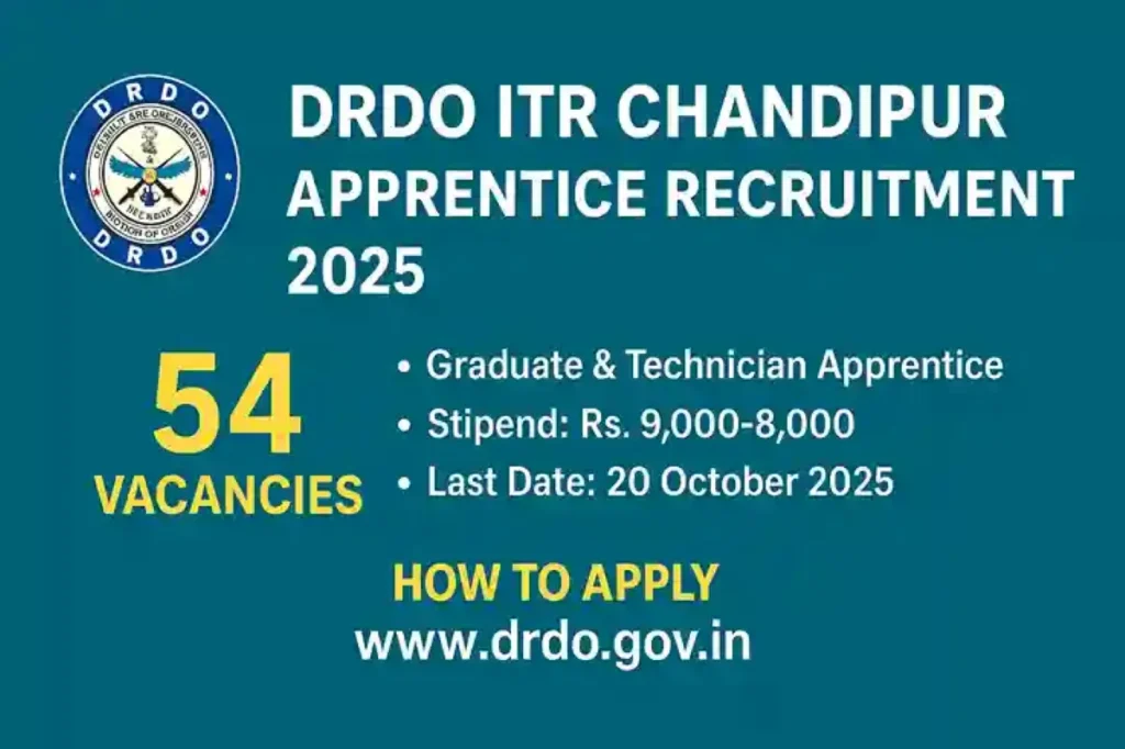 ITR DRDO Apprentice Recruitment 2025 (54 Posts Vacancy) - FreeJobAlerts.Pro