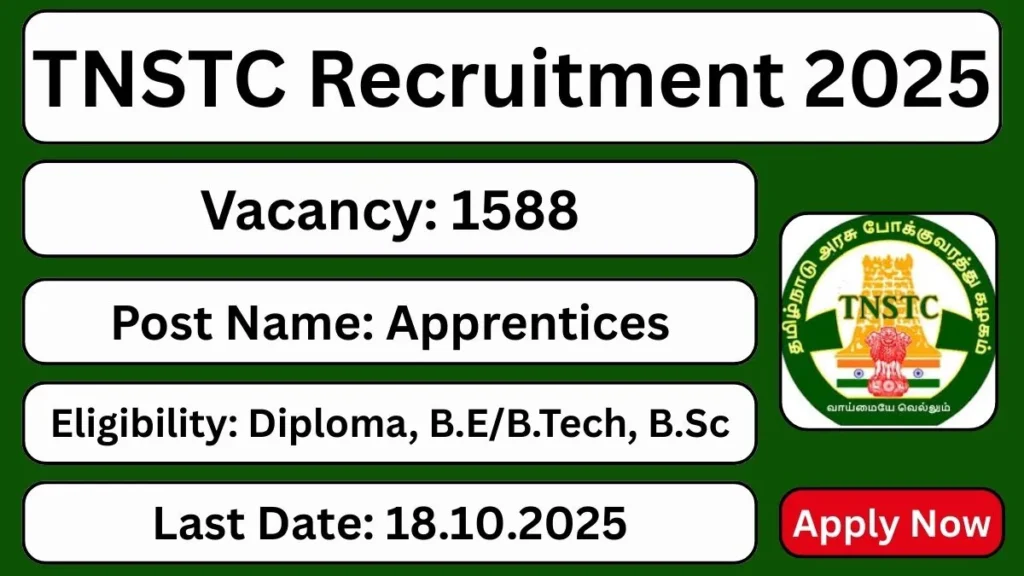 TNSTC Apprentice Recruitment 2025 (1588 Posts Vacancy)