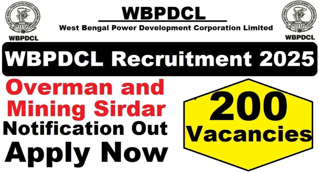 WBPDCL Recruitment 2025 (209 Posts Vacancy) - FreeJobAlerts.Pro