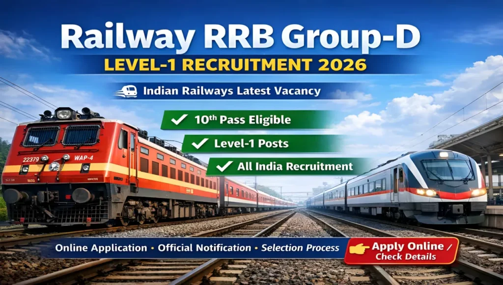 RRB Group D Level 1 Recruitment 2026 – 22,000+ Posts, Apply Online
